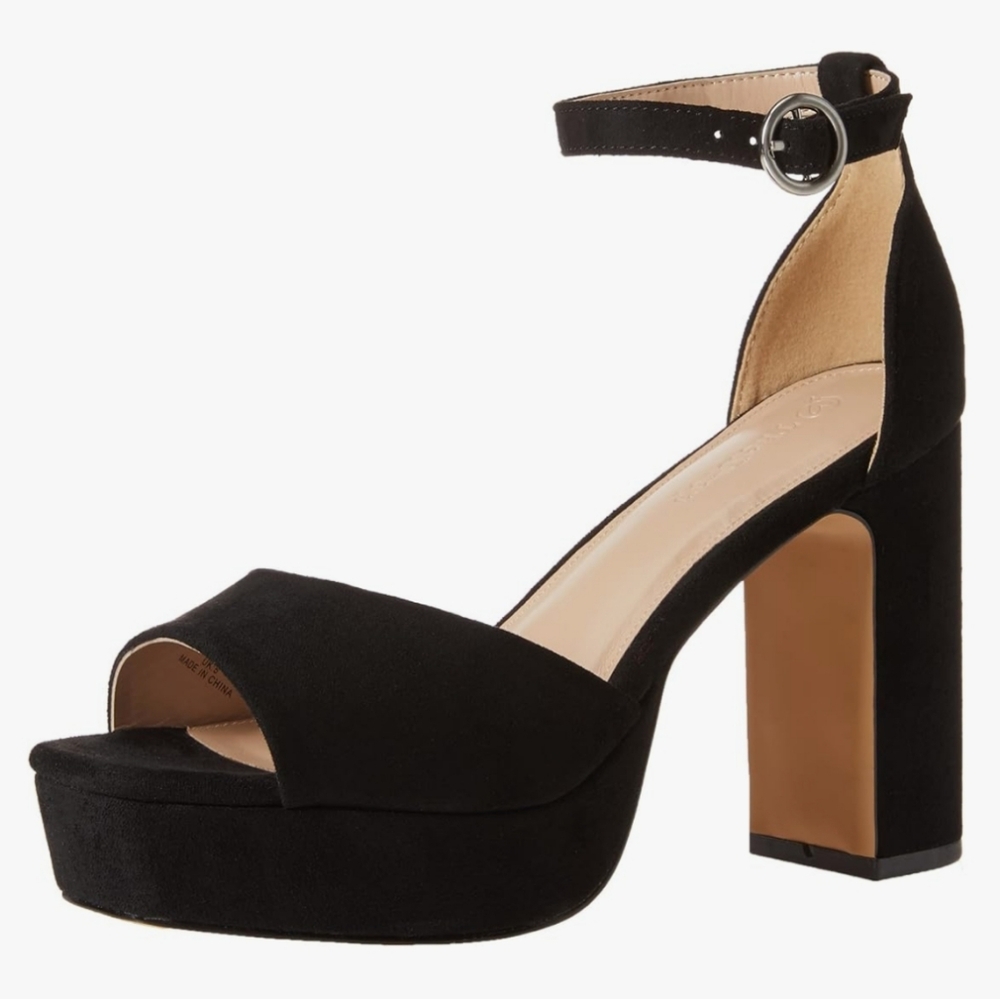 NIB Black Micro-suede Platform Sandals